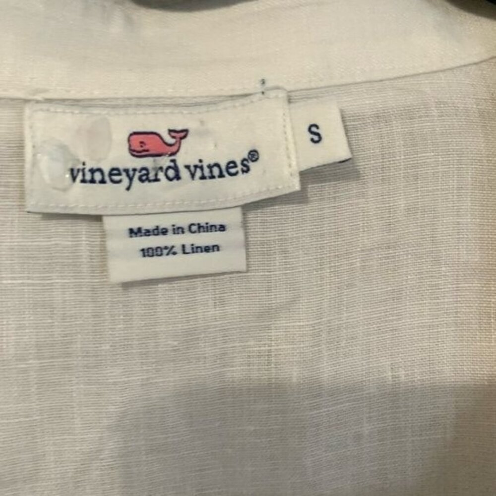 Vineyard Vines White Linen Top Womens Small 3/4 Sleeve Minimalist Coastal Resort - Picture 5 of 8